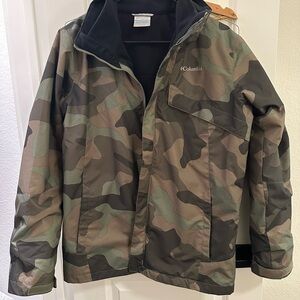 Columbia Kids Camouflage 2 in 1 Interchange Jacket - Green/Brown Camo